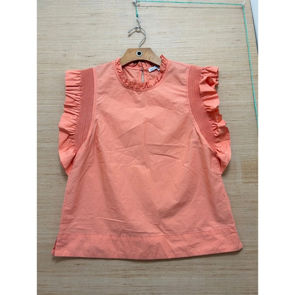 Tops - English Factory Coral Pink Smocked Ruffle Sleeve‎ Mock Neck Top Size M